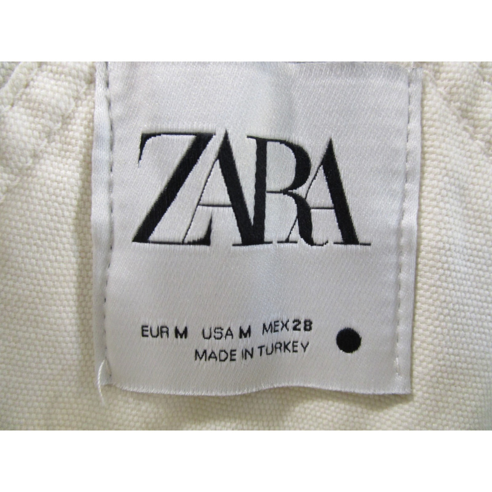 EUC! Zara Ivory Canvas Bib Carpenter Overalls Women Sz M - Picture 6 of 13